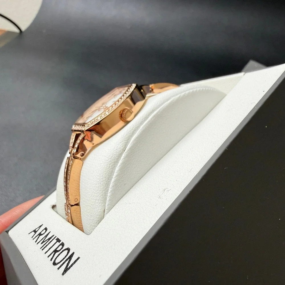 Armitron Women's 75/5902RG Crystal Accented‎ Rose Gold Watch New Battery